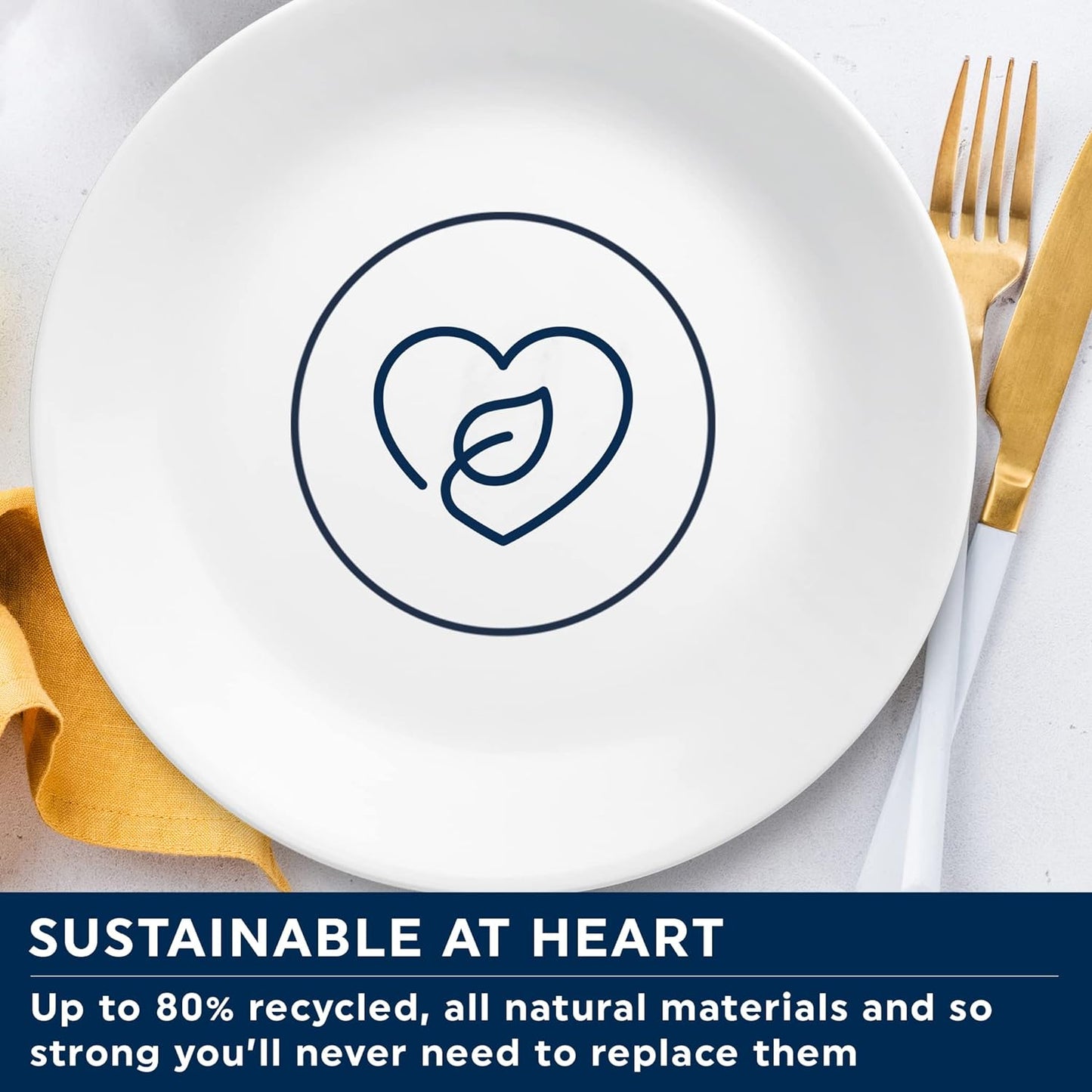 Corelle Vitrelle 4-Pieces 10.25" Glass Dinner Plates Chip & Crack Resistant Glass Dinnerware Set Plates, Winter Frost White