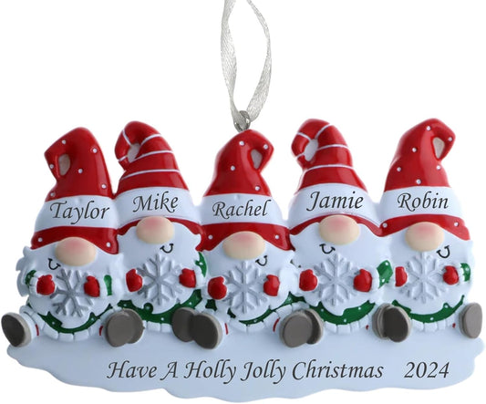 2025 Family Christmas Ornament – Personalized Ornament for Families – Custom Gnome Family Ornament – Holiday Tree Decoration Keepsake Gift (Family of 5)