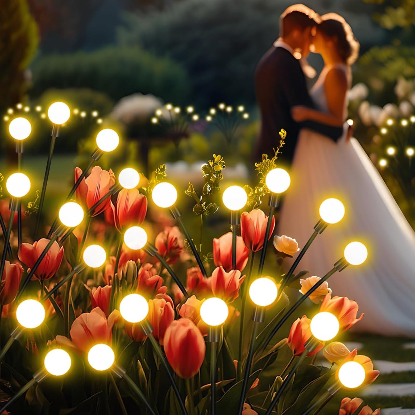 Solar Garden Lights Outdoor, 4 Pack 32LED Swaying Light Waterproof Solar Lights Outdoor for Yard Pathway Patio, Swaying Lawn Decor as Gardening Gifts for Women Holiday