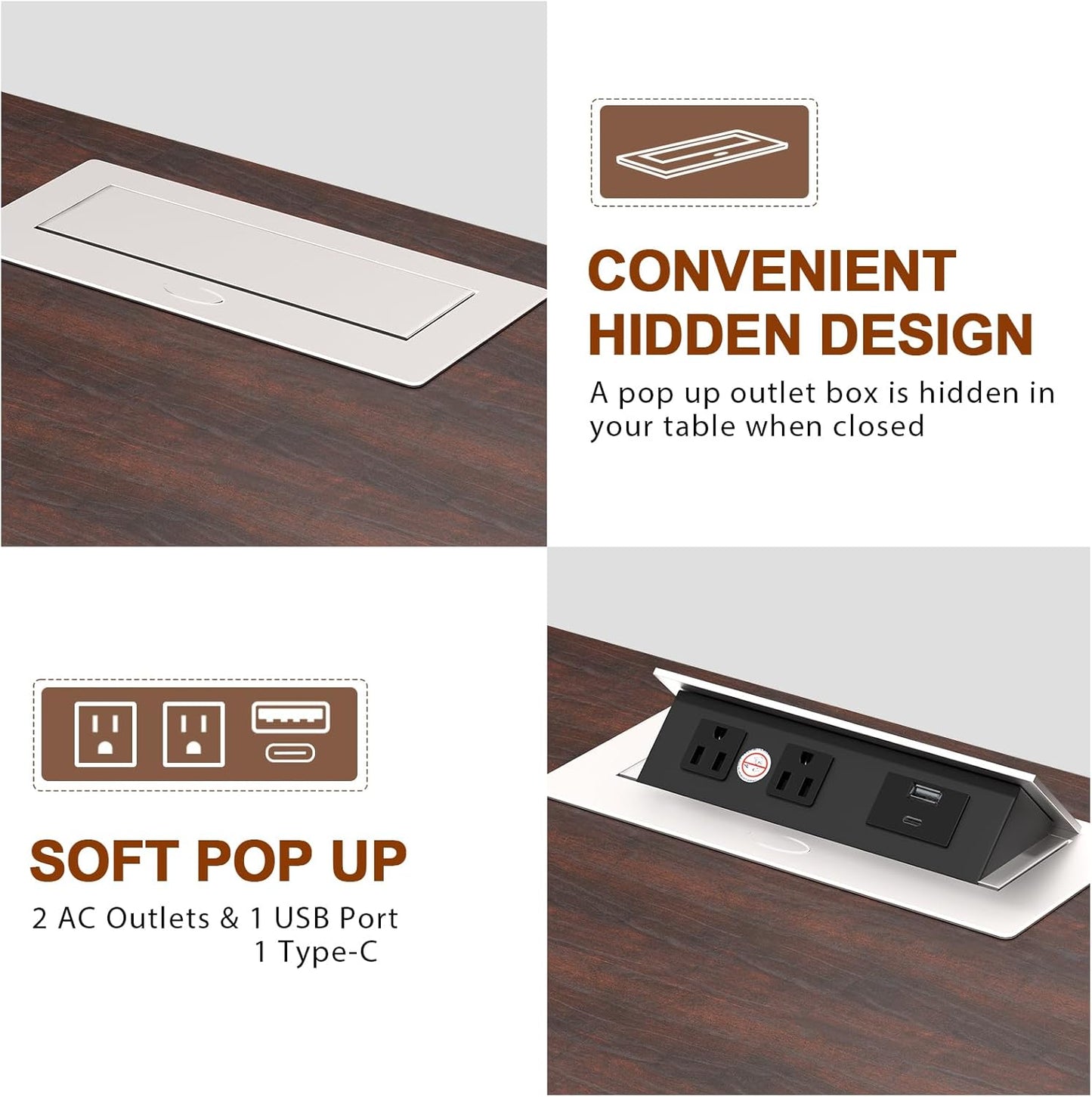 HIFYOBRO Large End Table Set of 2, 2 Drawers and Charging Station, Type-C & USB Port & Power outlets, Wooden End Table, Side Table with Storage for Living Room and Bedroom (Espresso)