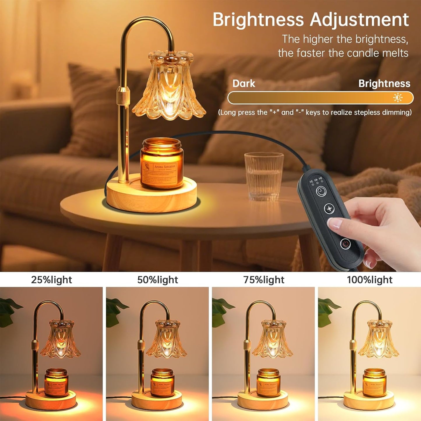 GEEZO Fragrance Candle Warmer Lamp，Electric Candle Warmer with Timer & Dimmer，Mom Christmas Birthday Gifts for Women, House Warming Gifts New Home Bedroom Decor