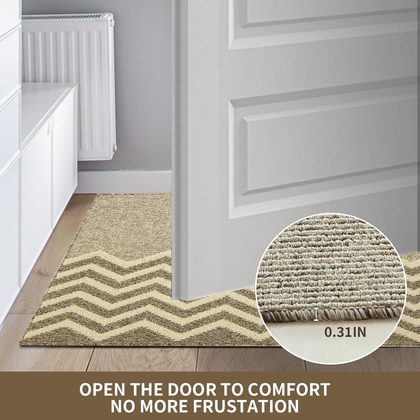Indoor Doormat, Non-Slip Front Door Mats, Outdoor Welcome Mat Washable, Low Profile Indoor DoorMats for Entryway, Floor Inside Back Door Mats (32"x48")