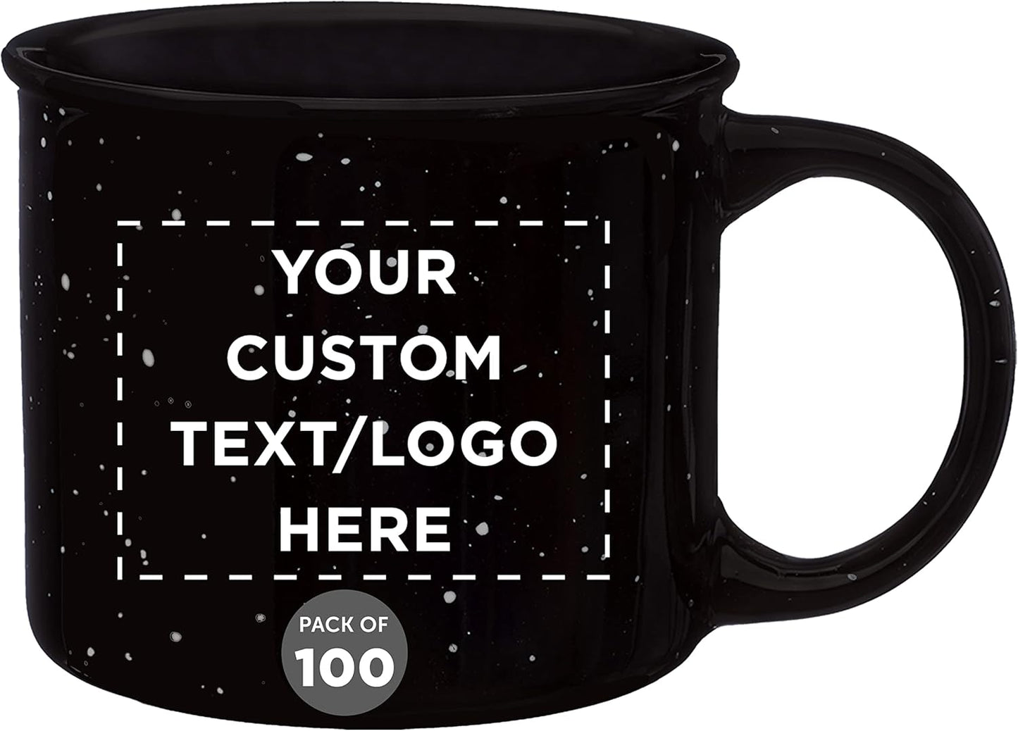 DISCOUNT PROMOS Custom Ceramic Campfire Coffee Mugs 13 oz. Set of 100, Personalized Bulk Pack - Perfect for Tea, Espresso, Cappuccino, Hot Cocoa - Black
