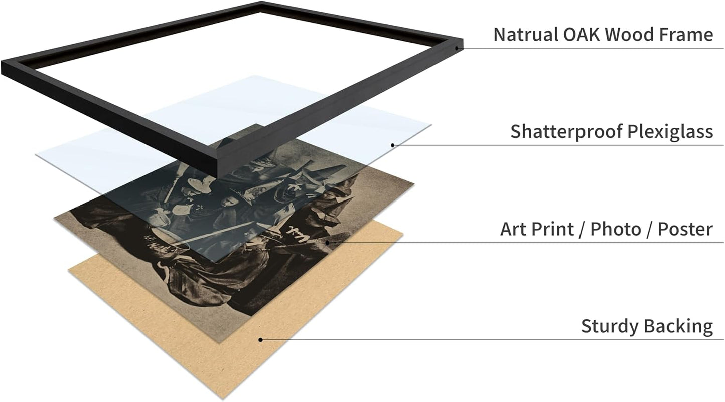 Poster Master Vintage Photograph Poster - Retro Halloween Print - Gift for Artist, Friend - Witches Cooking, Pointy Hats, Broomsticks, Black Magic - Wall Decor for Bedroom, 11x14 Black Framed