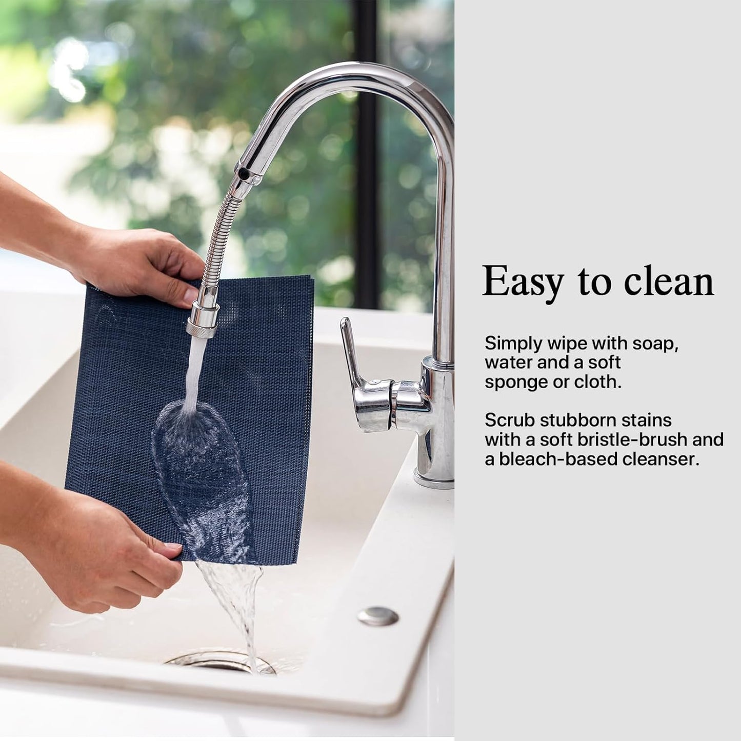 Placemats Set of 6 - Easy Clean Woven Vinyl Placemats for Dining Table, Indoor/Outdoor Place Mats, Washable PVC Table Mats（Navy Blue）