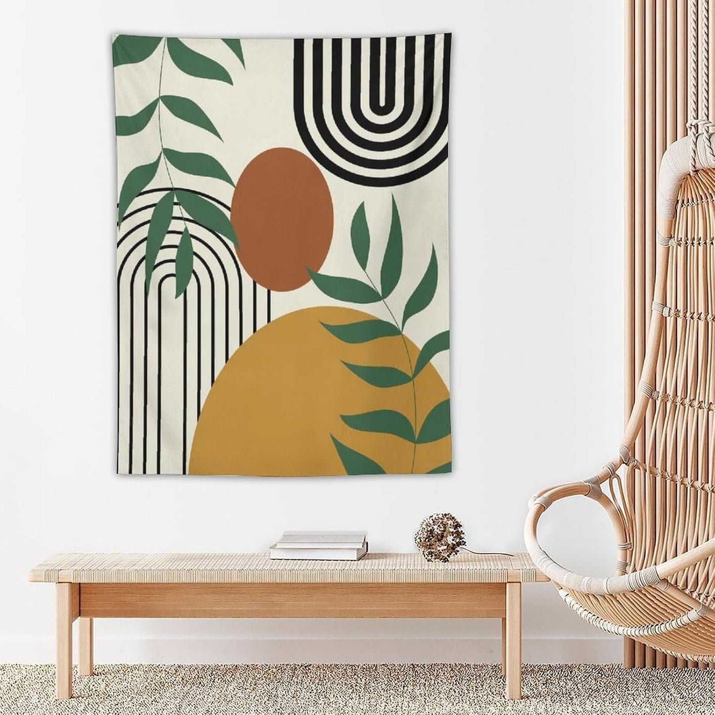 ICMOLYYENLO Boho Plant Aesthetic Tapestry, Abstract Medieval Arch Sun Home Aesthetic Wall Hanging For Bedroom Living Room Dormitory Tapestry 40x60 Inches