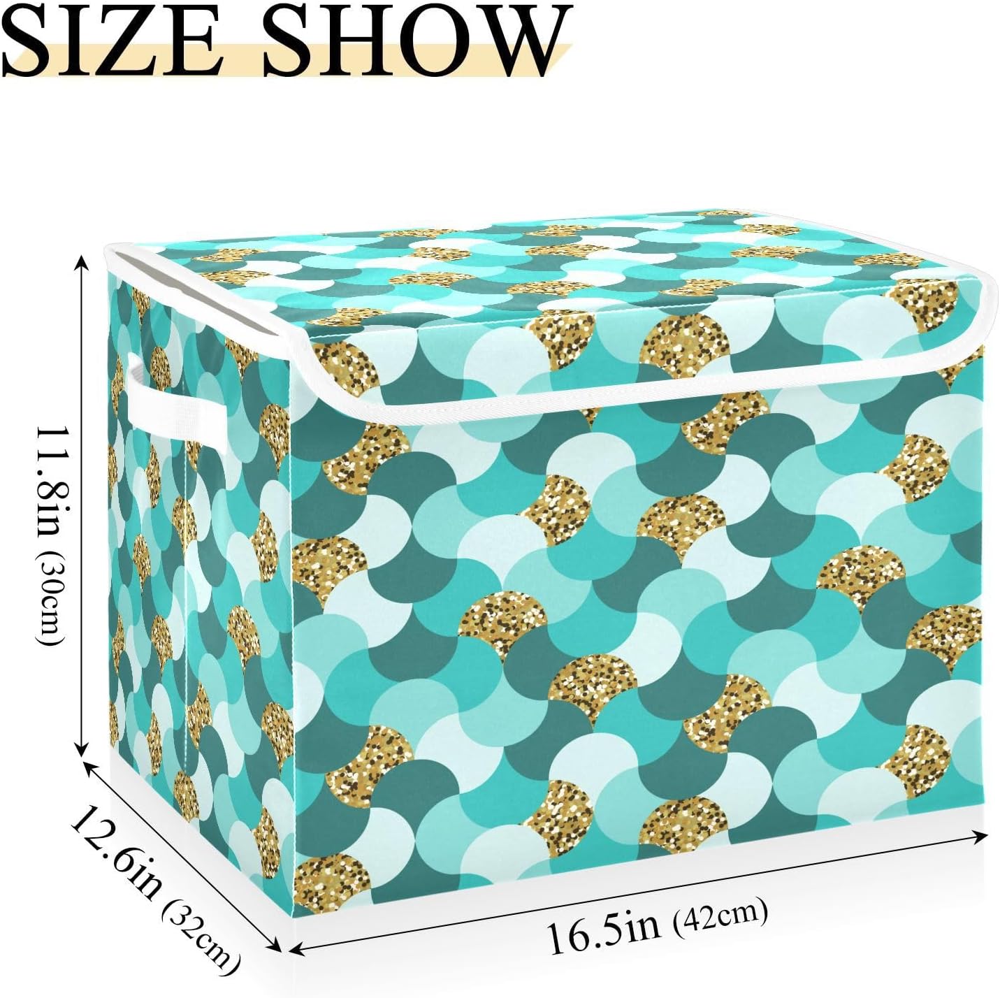 susiyo Abstract Sand Sea Waves fabric storage baskets with lids,Collapsible Storage Boxes,Foldable storage boxes with handles for Home,Office,Closet Organization