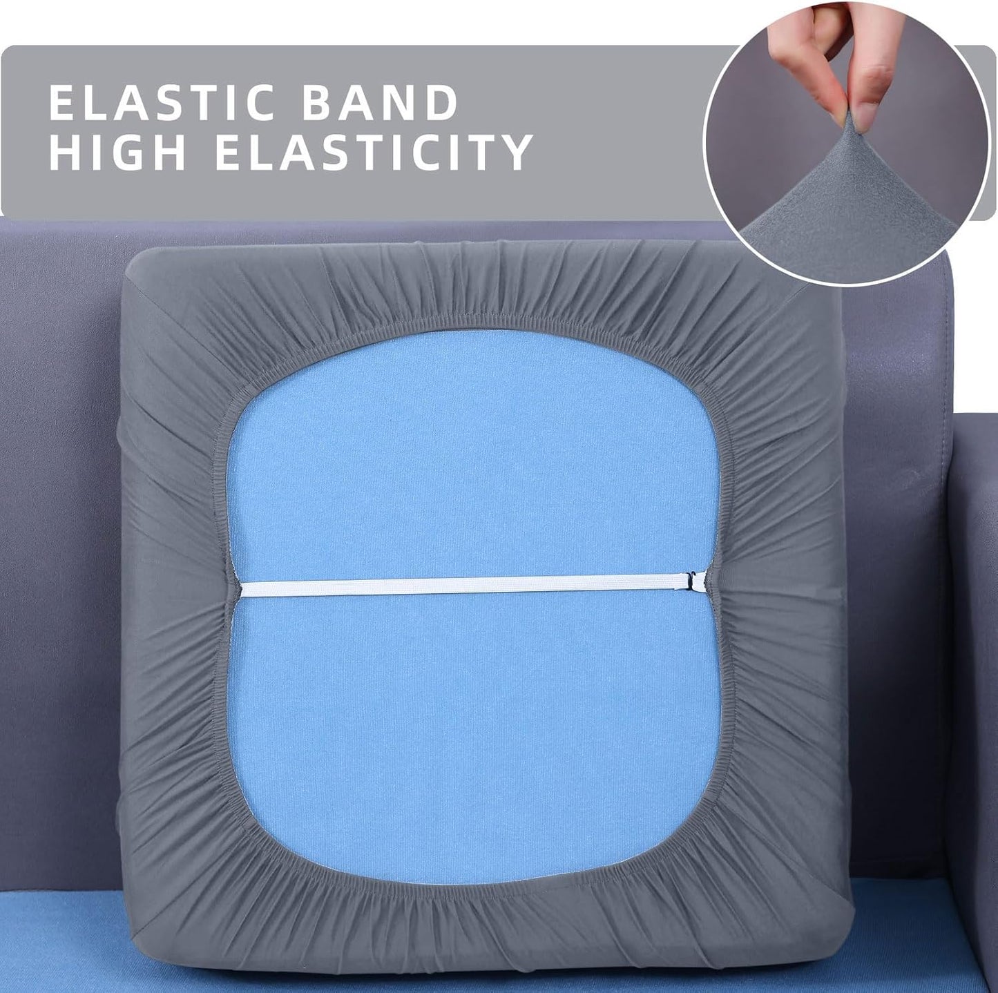 hyha Waterproof Couch Cushion Covers, Stretch Sofa Couch Seat Slipcover for Dog Washable, Non-Slip Waterproof Outdoor Cushion Covers for Patio Furniture Replacement (1 Piece for Small, Grey)