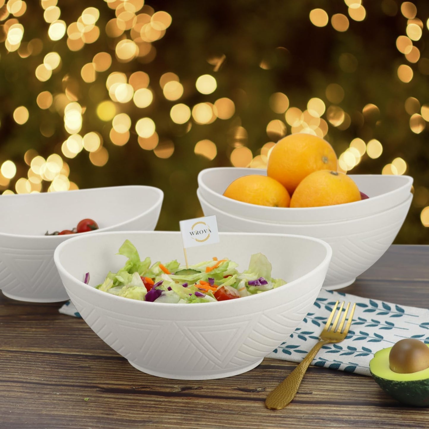 65oz Large Salad Bowls Ivory - Wheat Straw Salad bowls Set of 4 - Unbreakable Salad Bowls Dishware & Microwave Safe - BPA Free Bowls for kitchen,camping