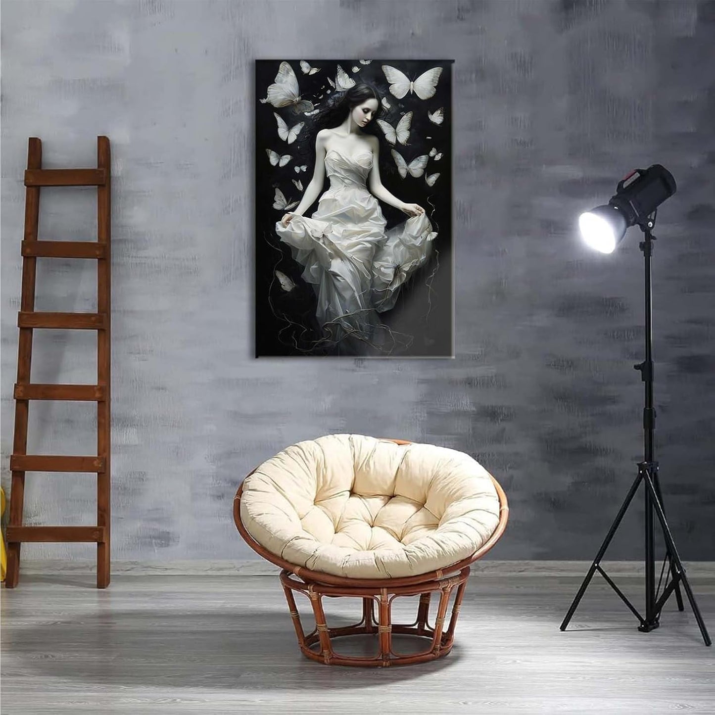 JFHCQJPK Vintage Gothic Feminine Canvas Wall Art Print Butterfly Poster Moody Preppy Wall Art Dark College Decor for Home Bedroom28x40in Frameless