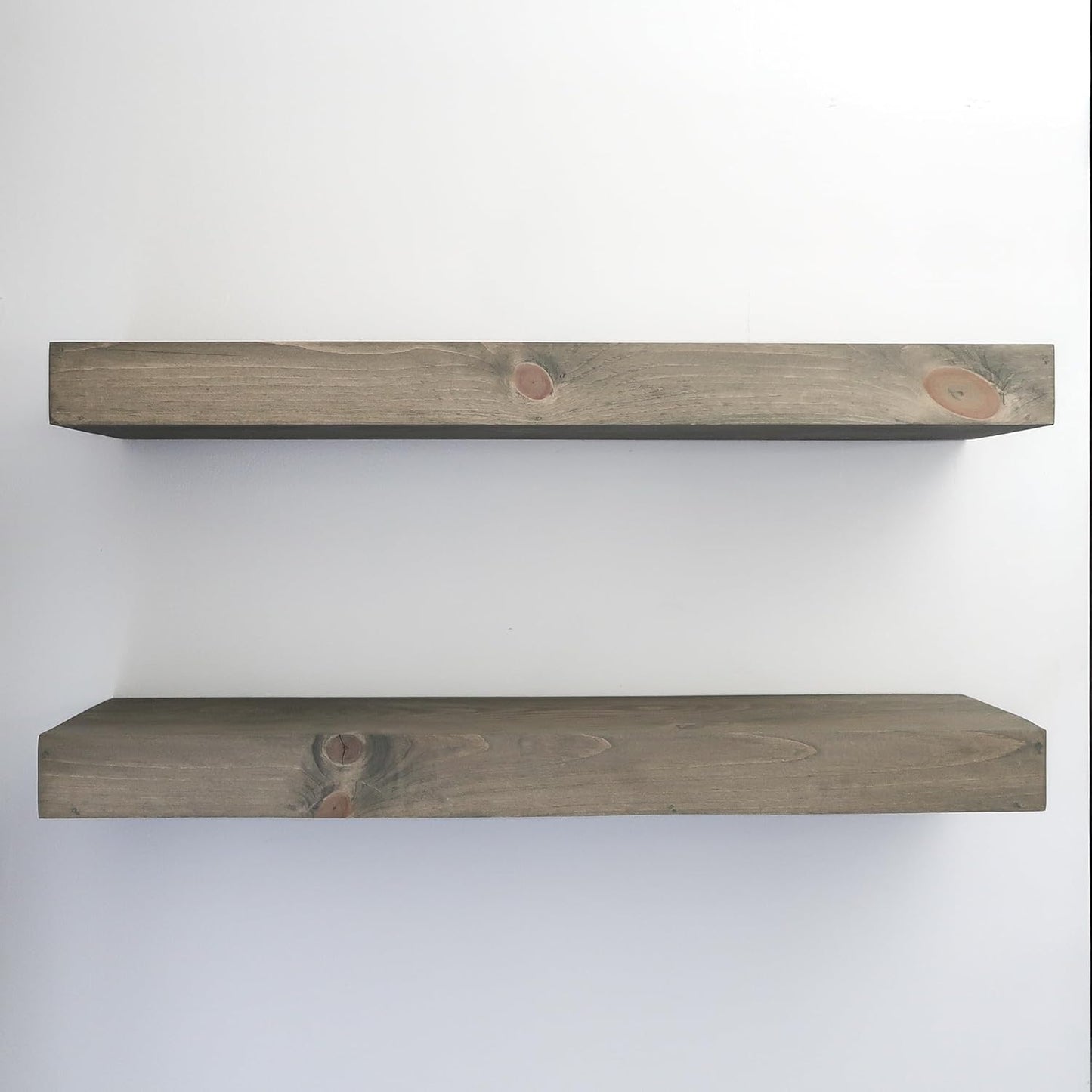 Modern Floating Shelves 3 Inches Thick for Wall, Wide Shelves for Kitchen, Living Room, Bedroom, and Bathroom, Natural Pine Wood, Rustic Wooden Shelf, (Set of 2) (Aged Barrel, 36Lx3Hx8D)