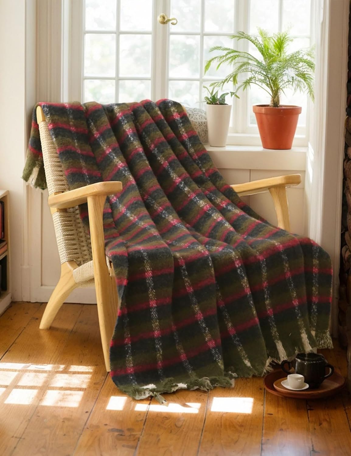 ZonLi Christmas Plaid Throw Blanket, 50" x 60" Christmas Decorative Blankets, Decorative Vintage Throws with Tassel for Couch, Bed, Sofa, Chair, Outdoor, Cozy Warm Lightweight Farmhouse Blankets