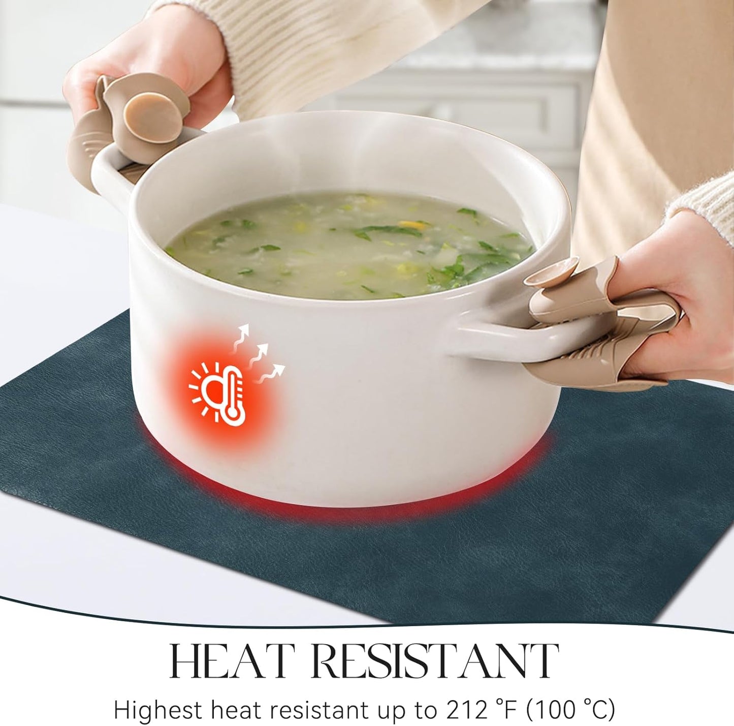 MOSAYT Vinyl Placemats Set of 4-12 X 17 Inch - Faux Leather 100% Waterproof Oil-Proof Wipeable PU Place Mats, Heat Resistant Reversible Table Mats for Kitchen, Dining, Outdoor (Navy Blue)