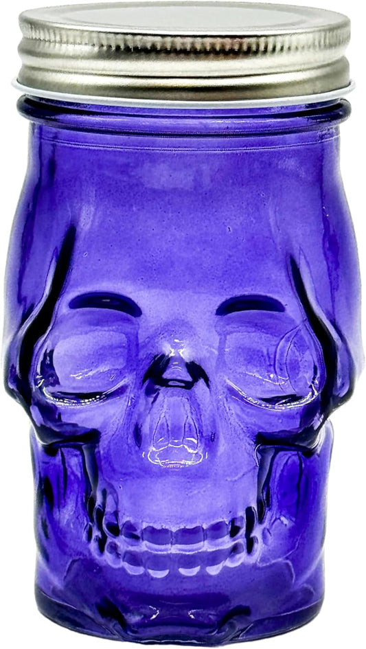 Generic 14 oz Colorful Skull Glass Mason Jar – Mix & Match 7 Vibrant Colors, Large & Durable! (Purple)
