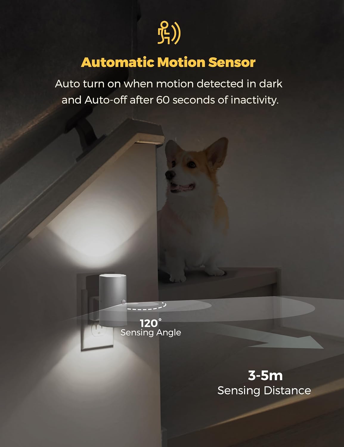 L LOHAS LED Motion Sensor Night Light, [2 Pack] Bright Night Light, 5000K Daylight White, Motion Activated Nightlight, Dimmable 0-100LM, Motion Sensor Light Indoor for Kids Hallway Bathroom Kitchen