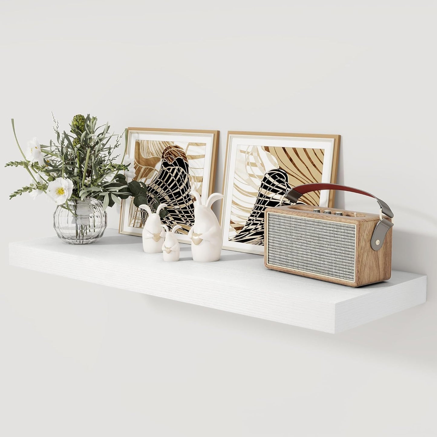 White Floating Shelves 36 Inch Long, 12 Inch Deep Floating Shelves for Wall, 36 x 12 Shelves for Wall Storage & Display, 2" Thick Floating Shelf for Bathroom, Living Room, Bedroom, Set of 1