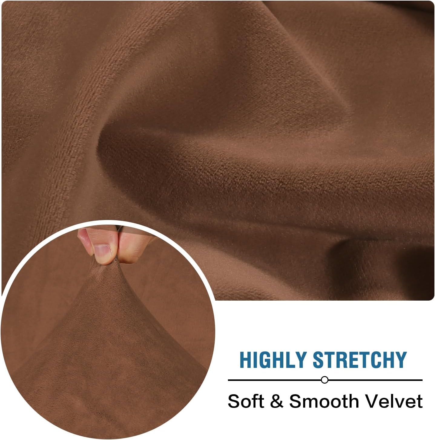 H.VERSAILTEX Velvet Stretch Individual Couch Cushion Cover Plush Cushion Slipcover for Loveseat Sofa Cushion Furniture Protector Seat Cushion Sofa Cover (1 Piece Sofa Cushion Cover, Caramel)
