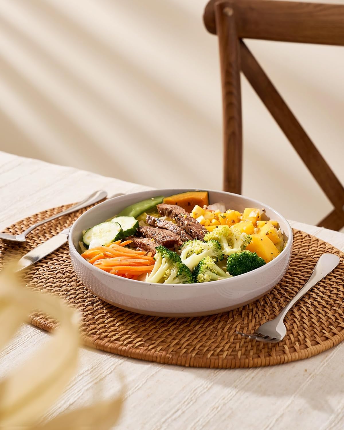 famiware Milkyway 33 oz Bowl Set, Pasta Bowls Set of 6, Salad Bowls Perfect for Your Friend for Housewarming, Thanksgiving, Christmas, Light Gray