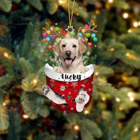 Yellow Labrador Dog Christmas Ornament, Yellow Labrador in Snow Pocket Christmas Tree Ornament, Dog Lovers Gift Idea Xmas Decor, Christmas Decorations for Tree, Christmas Ornament Gift for Dog Lovers