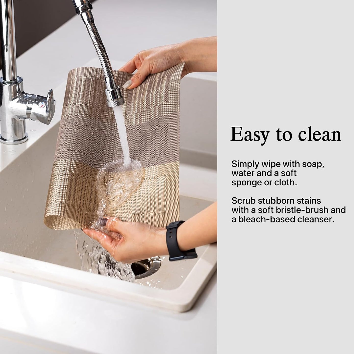 Placemats Set of 12 - Easy Clean Woven Vinyl Placemats for Dining Table, Indoor/Outdoor Place Mats, Washable PVC Table Mats （Gold Dune）