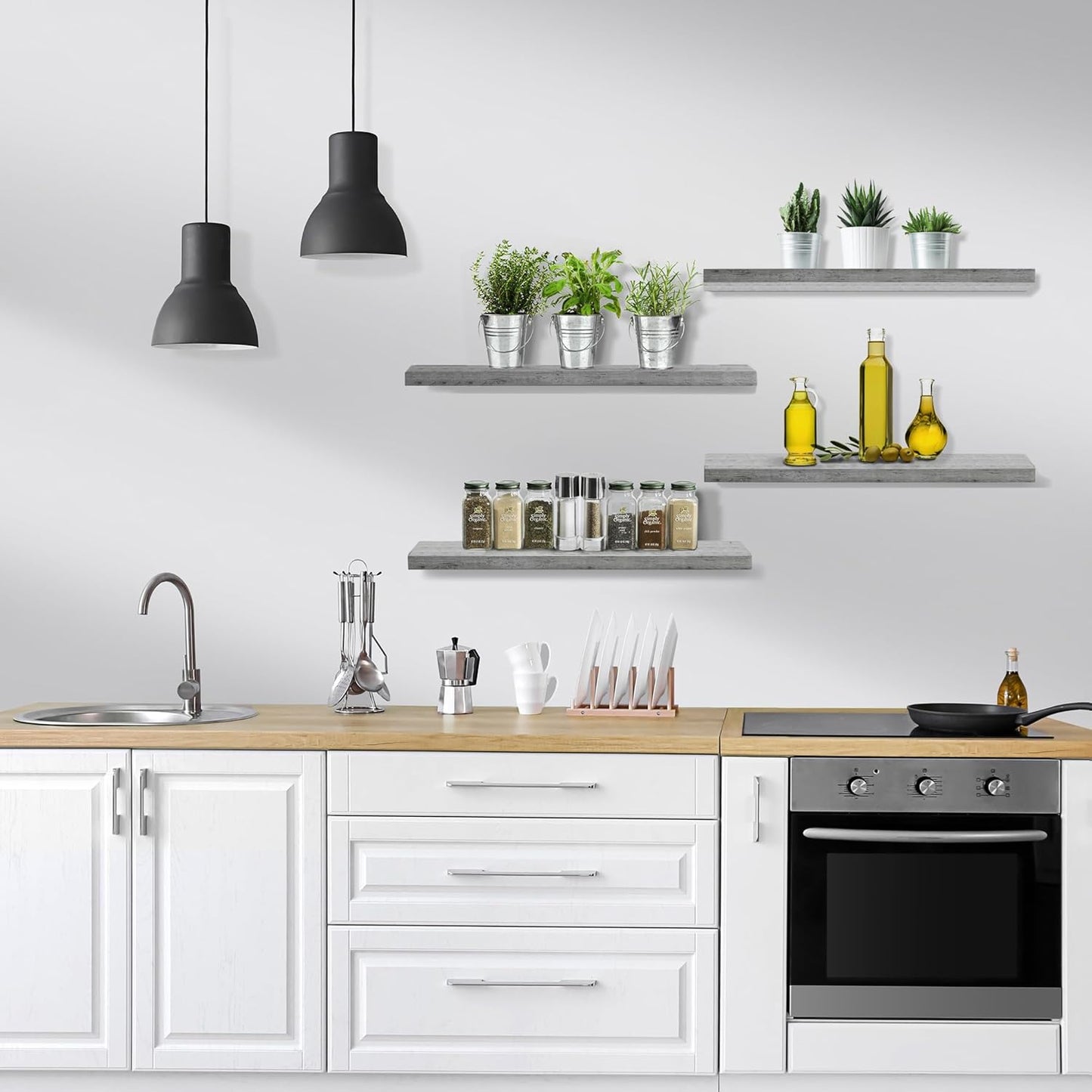 Sorbus Floating Shelves for Wall - 24" Bathroom Shelves, Wall Decor for Bedroom, Kitchen, Living Room, Home Decor & Book Storage - Mounted Floating Shelf with Invisible Brackets (Gray, 4 Pack)