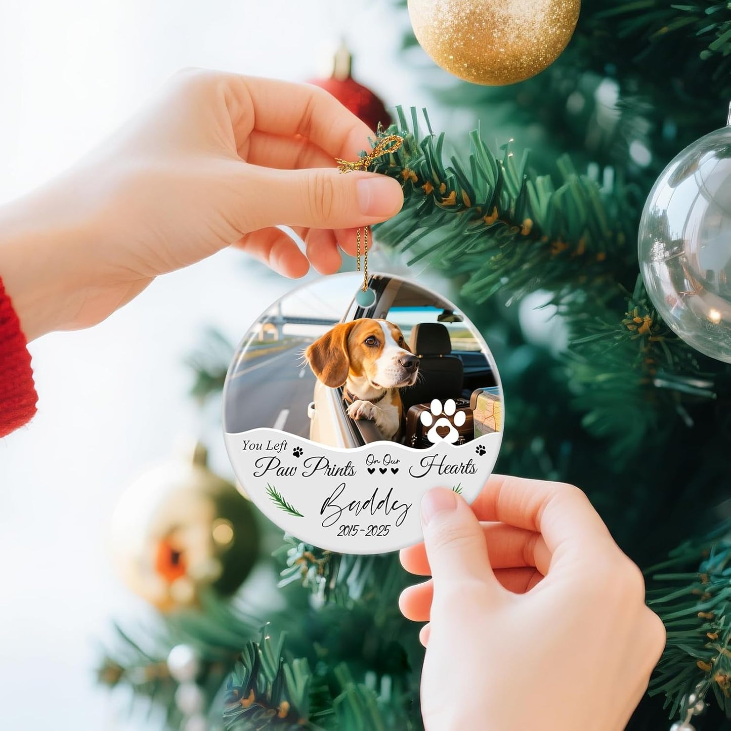 Custom Dog Memorial Gifts, Personalized Pet Memorial Ornament, Ceramic Christmas Ornaments 2025, Sympathy Keepsake Gift for Loss of Loved One, Dog Lover Gifts