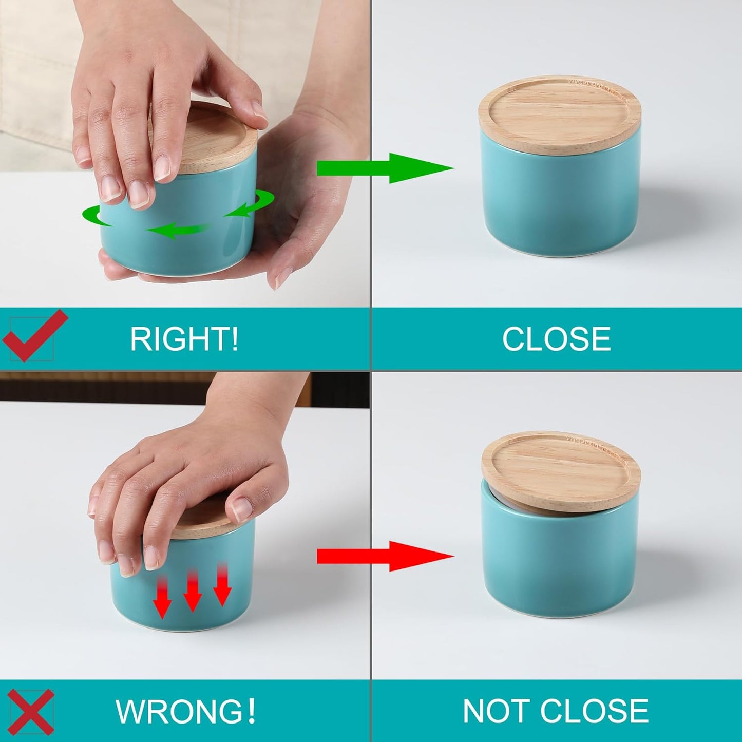 Sweejar Kitchen Canisters Ceramic Food Storage Jar, Stackable Containers with Airtight Seal Wooden Lid for Serving Ground Coffee, Tea, Sugar, Spice and More - 5 Fl Oz(Gradient Red)