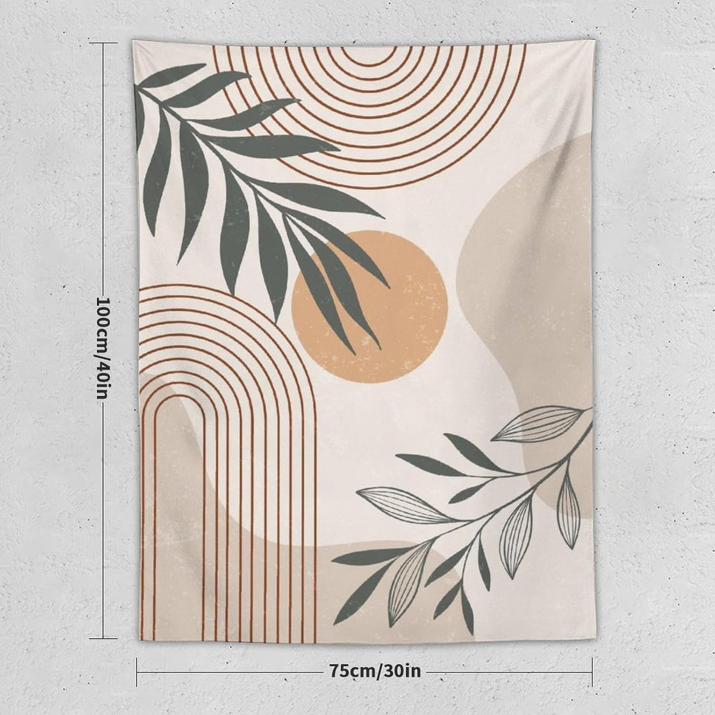 Abstract Boho Tapestry, Mid Century Tropical Tree Leaves Modern Geometric Arch Bohemian Botanical Tapestry, Home Aesthetic Wall Hanging Art Decor for Living Room Bedroom Dormitory 50x60 Inch
