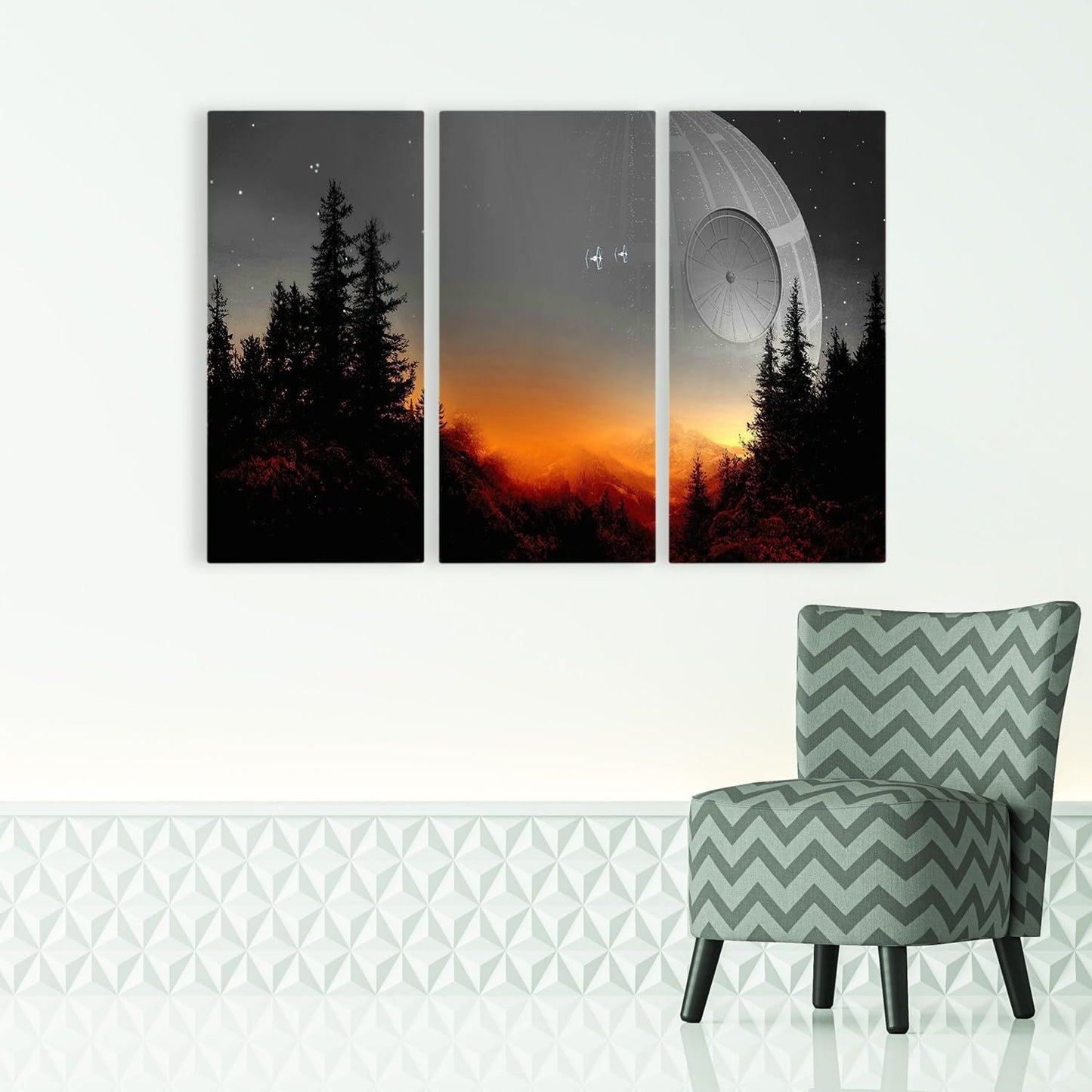 Death Star Inspired Canvas Print Wall Art | Futuristic Space Station Artwork | Smooth Surface Home Decor – Various Sizes (12in x 8in Gallery Wrapped)