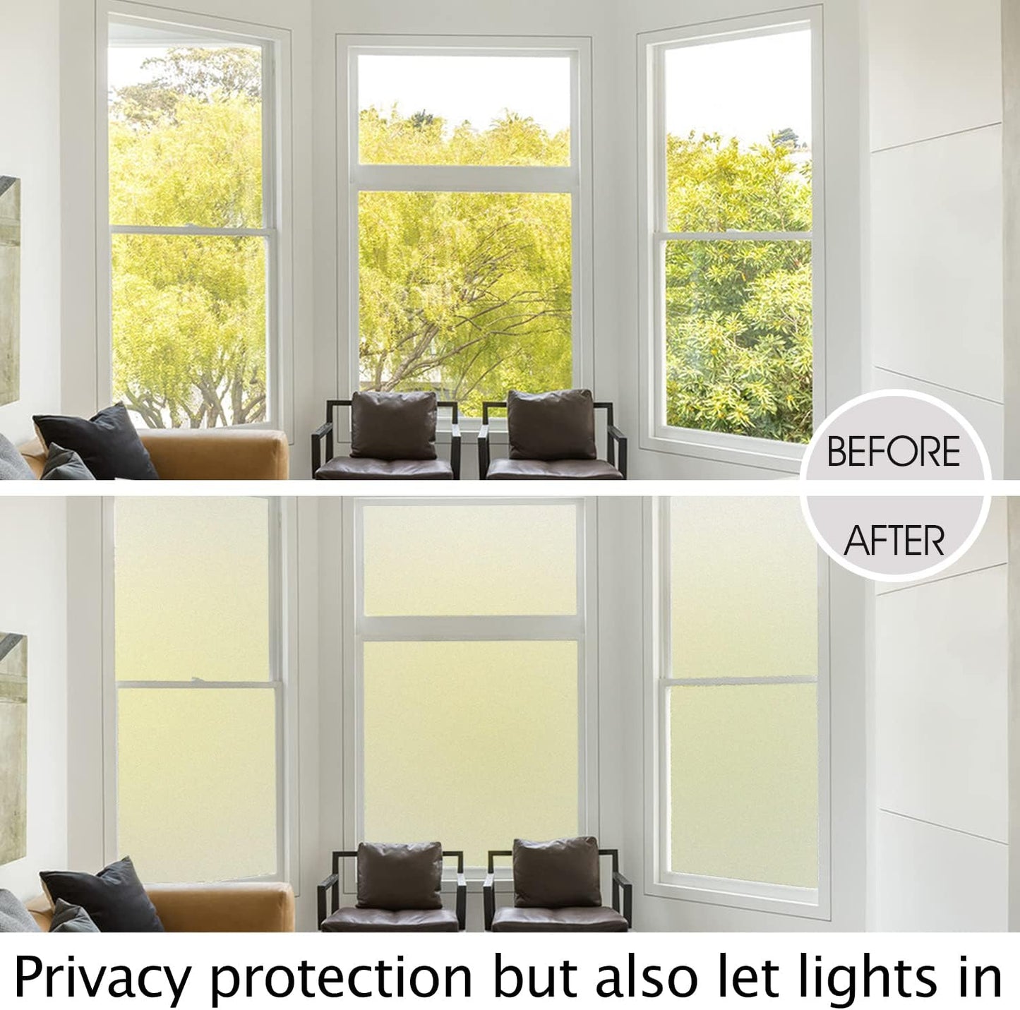 HIDBEA Frosted Window Privacy Film Heat Control UV Blocking, Static Cling Non-Adhesive Reusable Door coverings for Bathroom Home Office (Frosted 41.3 Inch x 19.6 Feet)