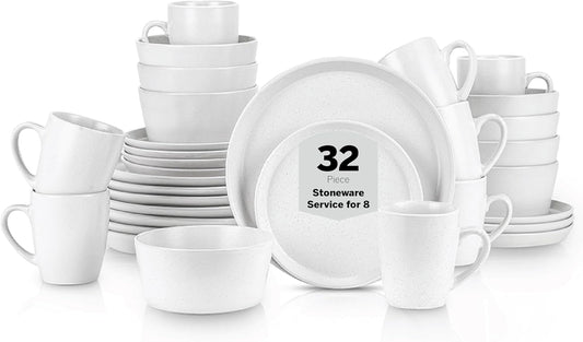 Stone Lain Albie 32-Piece Dinnerware Set Stoneware, White Speckled