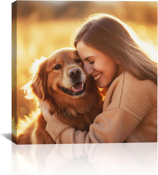 Custom Canvas Prints with Your Photos Framed Canvas Customized Wall Art Personalized Canvas Pictures Gifts for Pet Dog Baby Family Mom Dad Men Women Couple Boyfriend Girlfriend