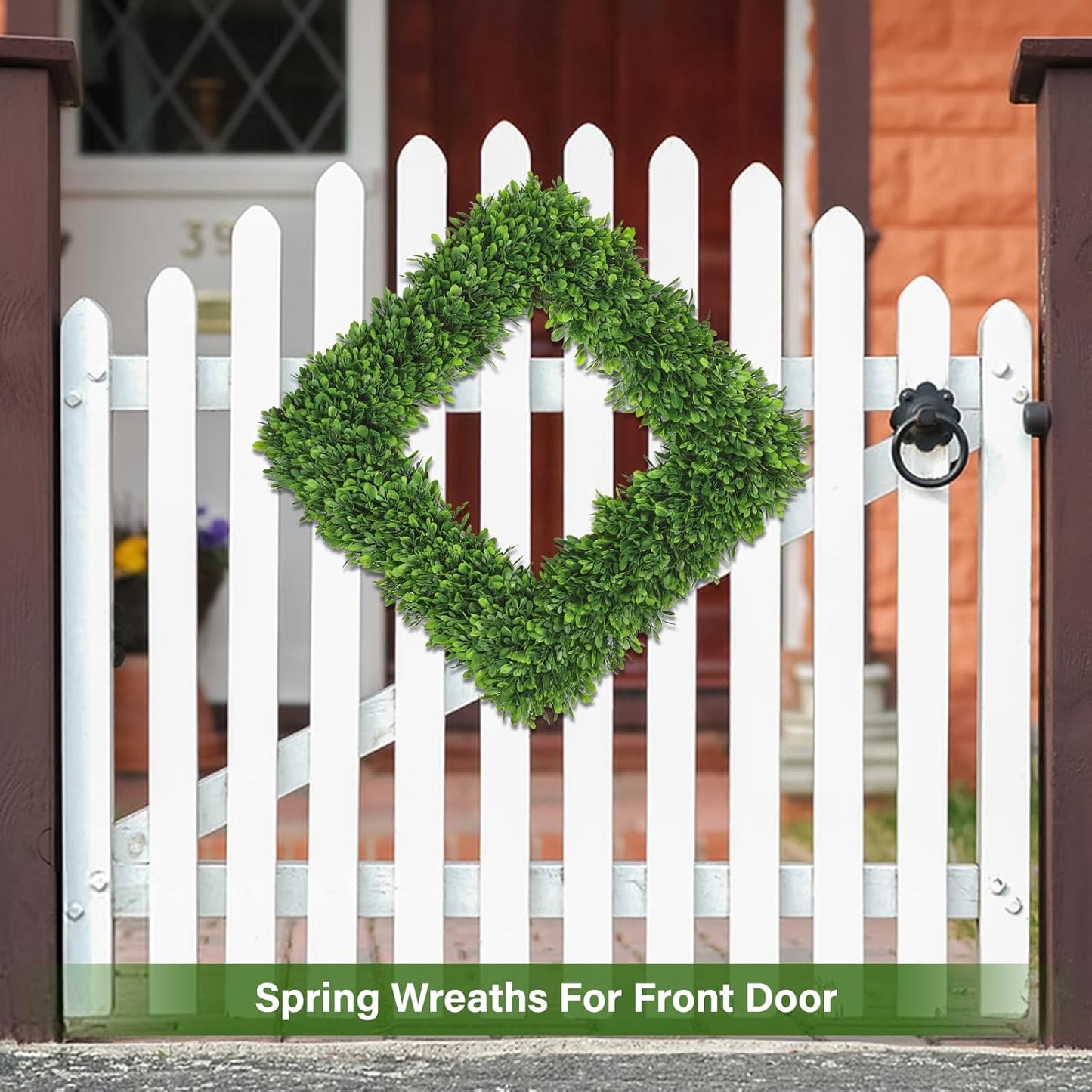 Artgar 22Inch Boxwood Wreath, Spring Wreaths for Front Door, Realistic Green Square Boxwood Wreath for Year-Round Decor, Artificial Summer Wreaths for Wedding Farmhouse Indoor/Outdoor Porch Decor