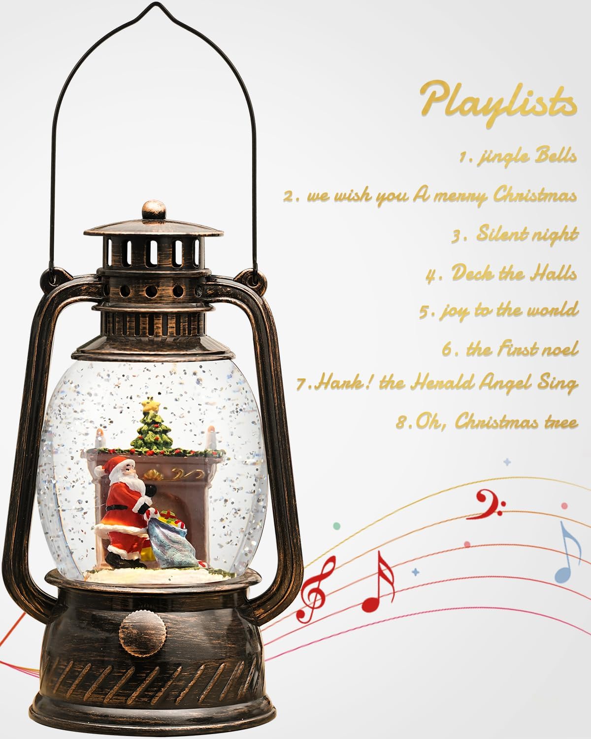 Snow Globe Christmas Decorations Indoor,Christmas Snow Globe Swirling Glittering Santa Scene, USB Lined/Battery Operated Lighted Snow Globe for Christmas Festival Decoration Gifts