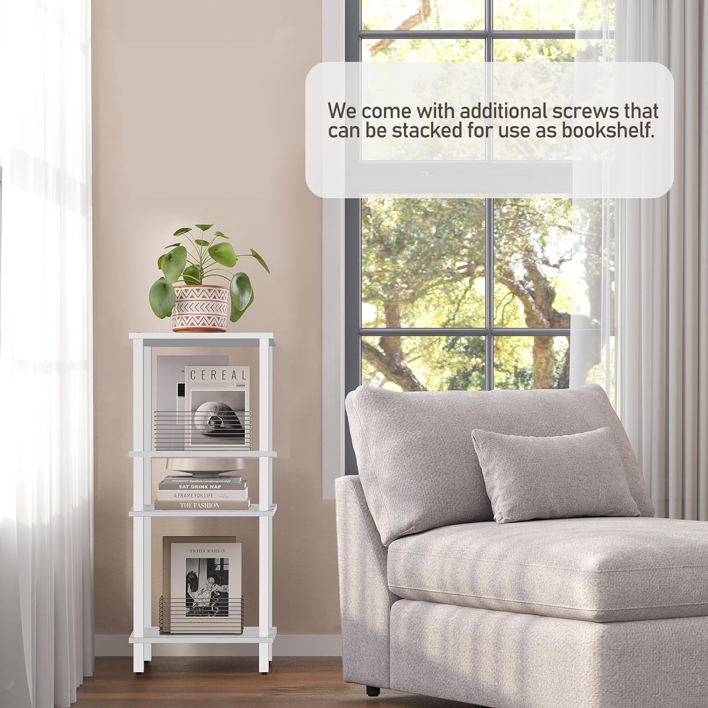 TUTOTAK End Table with Charging Station, Small Side Table with Outlets, Nightstand Bedside Table, 2-Tier Storage Shelf for Small Space, Living Room, Bedroom, Marble White TB01BMW040