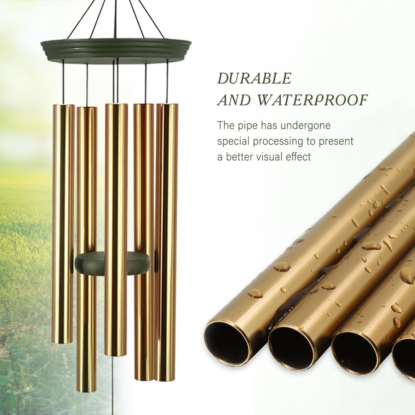 Memorial Wind Chimes for Outdoor & Gifts – Engraved Tree of Life, 36” Durable Metal Chimes with Soothing Melodies, Waterproof & Customizable Tones