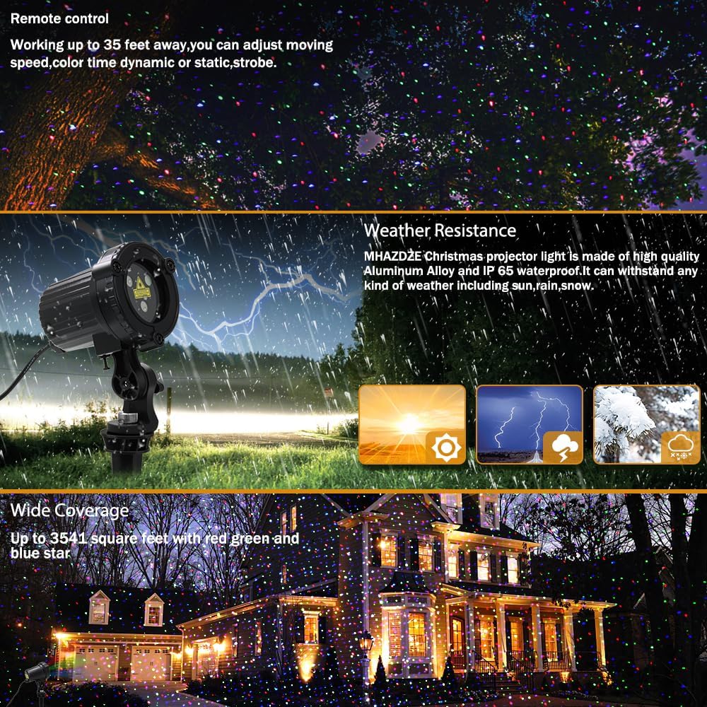Christmas Laser Lights, Outdoor Garden Laser Lights Projector with Moving RGB Waterproof for Christmas Holiday