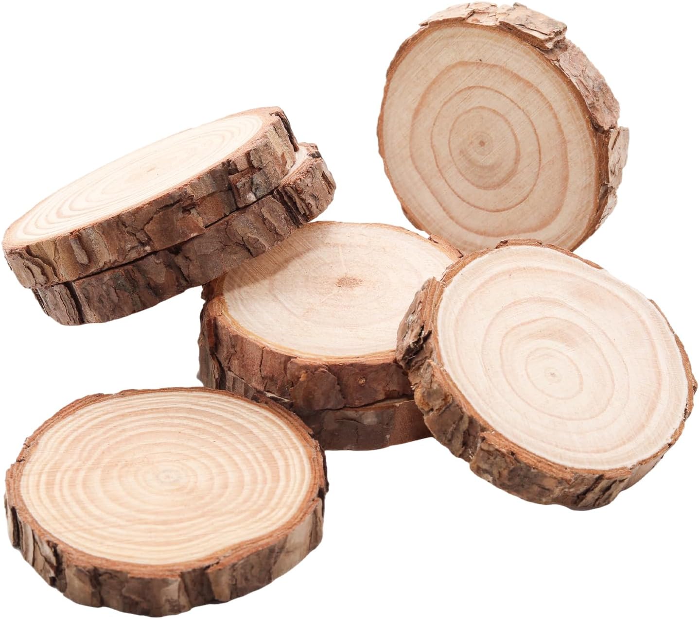 Natural Wood Slices for Wedding Decor, Christmas Ornaments – 20PCS 2.4-2.8 Inch Unfinished Predrilled Wooden Circles, DIY Crafts & Arts