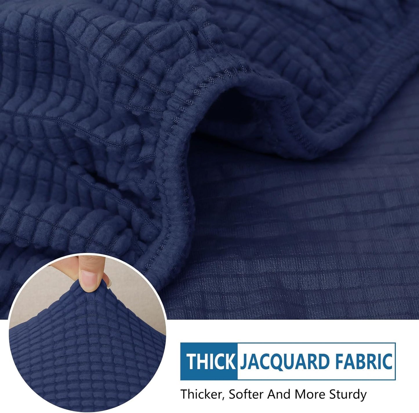 hyha Waterproof Couch Cushion Covers for Pets, Non Slip Sofa Seat Cover for Dogs Washable, Soft Thick Stretch Jacquard Fabric, Sofa Slipcovers with Elastic Bottom (1 Piece for Backrest M, Navy)