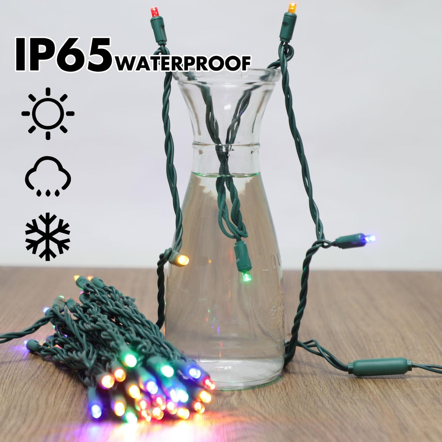 600LED (12pk of 50L) String Lights,LED Christmas Lights, 6" SPACING,Green Wire,Multicolour