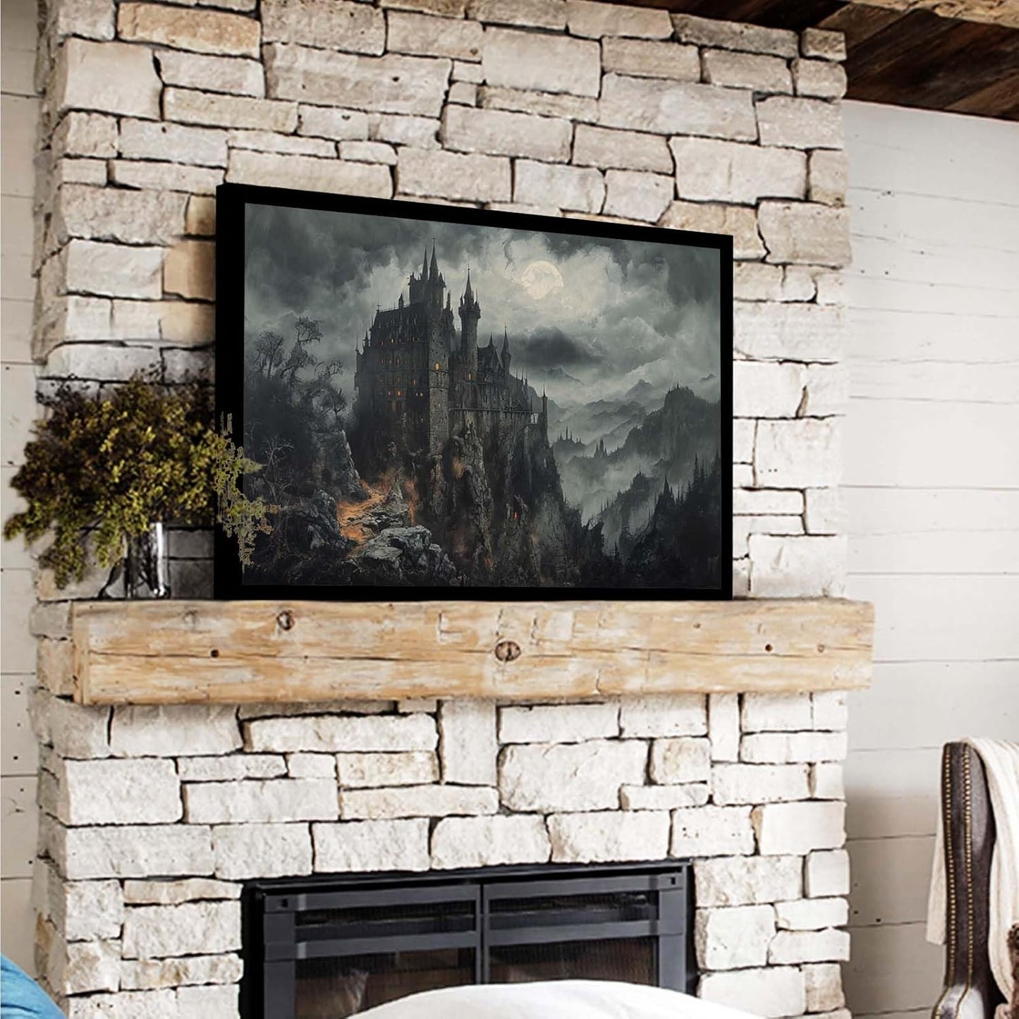 JFHCQJPK Vintage Castle Poster Dark Academy Victorian Gothic Castle Wall Art Poster Moody Mystical Art Print Suitable for Home Living Room Bedroom12x16in Metal blackFramed