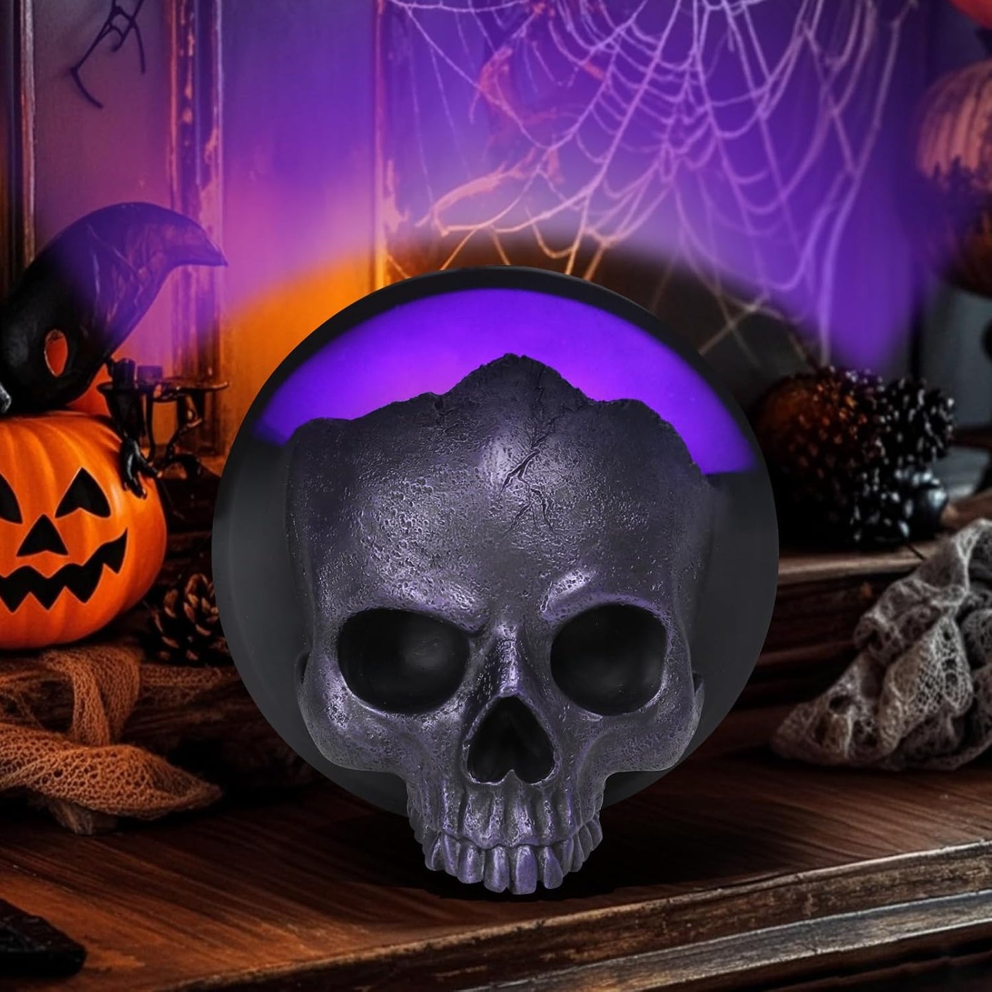 Halloween Skull Decorations, Gothic Skeleton Head Hanging Wall Decor, Resin Creepy Skull Led Lights for Indoor Halloween Party Home Decorations