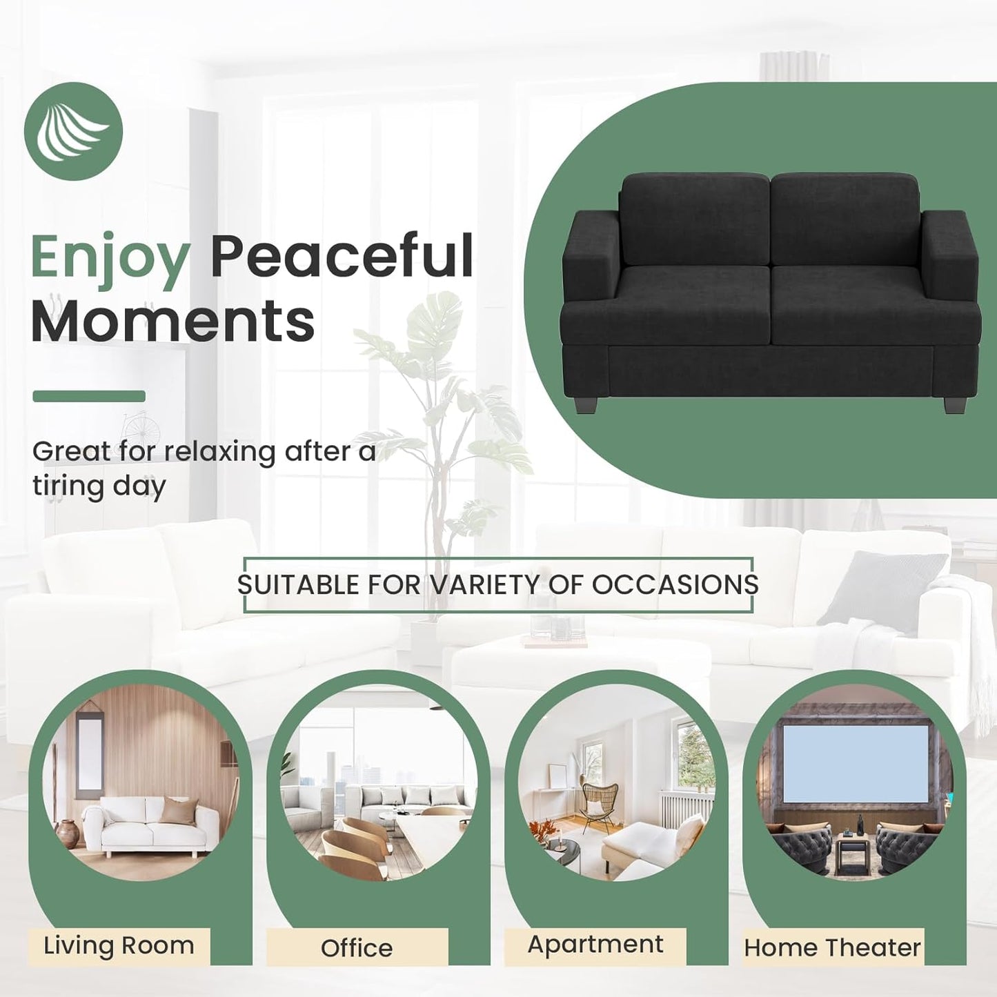 Sofa, 89" 3-Seater Deep Seat Sofa, Modern Comfy Couches for Living Room Apartment Lounge, Dark Grey Chenille