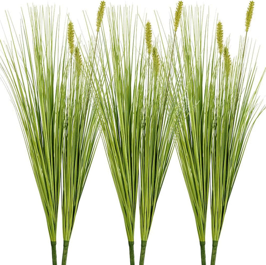 Melorca&Guilla Artificial Plants 6PCS 27“ Fake Tall Onion Grass Faux Plant,Artificial Grass Greenery Shrubs Bushes for Garden Porch Window Box Shop Office Home Décor