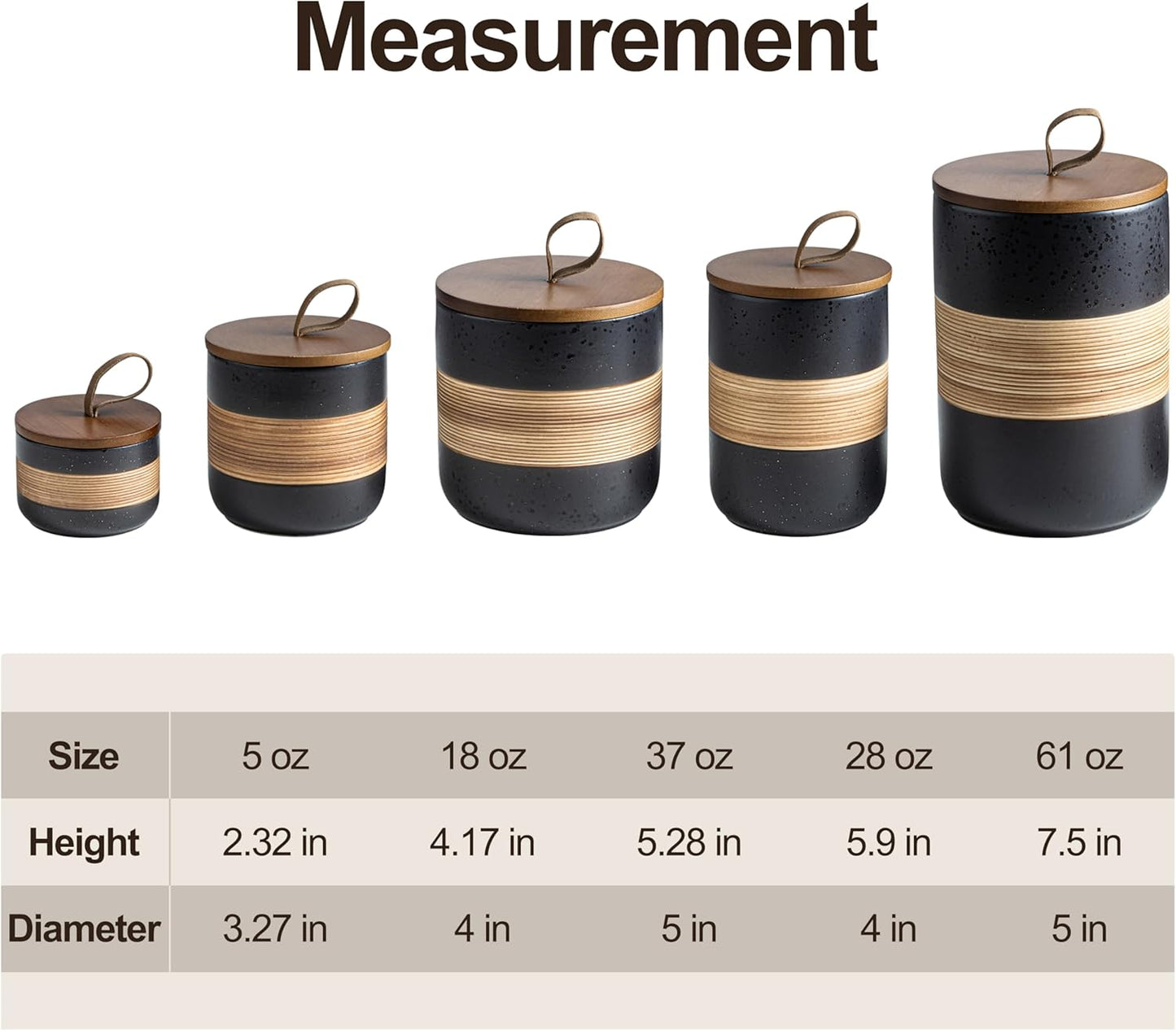 Spice Jars with Lid, Coffee Container Kitchen Food Storage Jars for Spice Sugar Tea Bag, Stackable Decorative Jars for Countertop, Black & 37oz