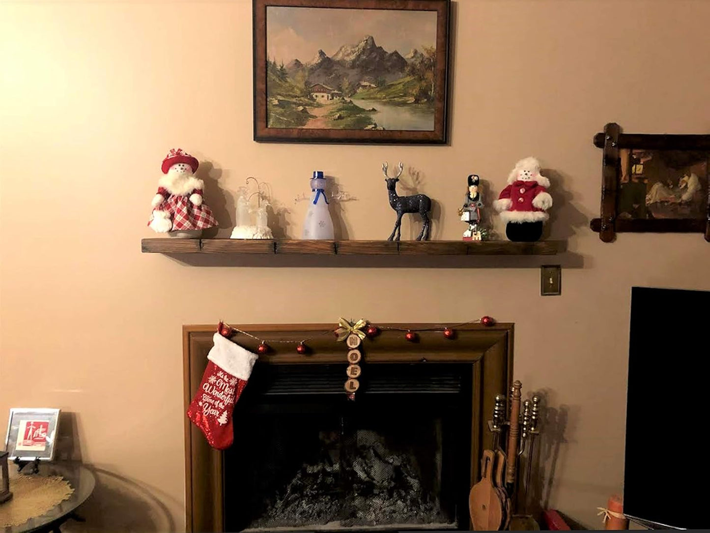 joelsantiques Floating Shelf, Wood Wall Shelf, Natural Wooden Home Decor for Bathroom Kitchen Bedroom, Hanging Mounted Invisible Bracket (Medium Brown, 7" Deep x 60" Wide)