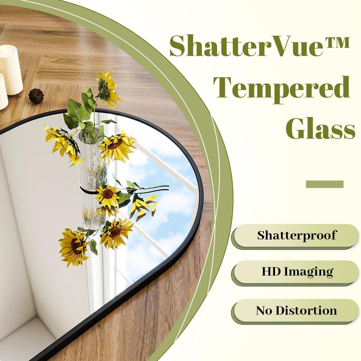 BEAUTYPEAK 32"x42" Arch Bathroom Mirror, Wall Mounted Vanity Metal Frame Mirror for Bedroom, Entryway, Living Room, Black