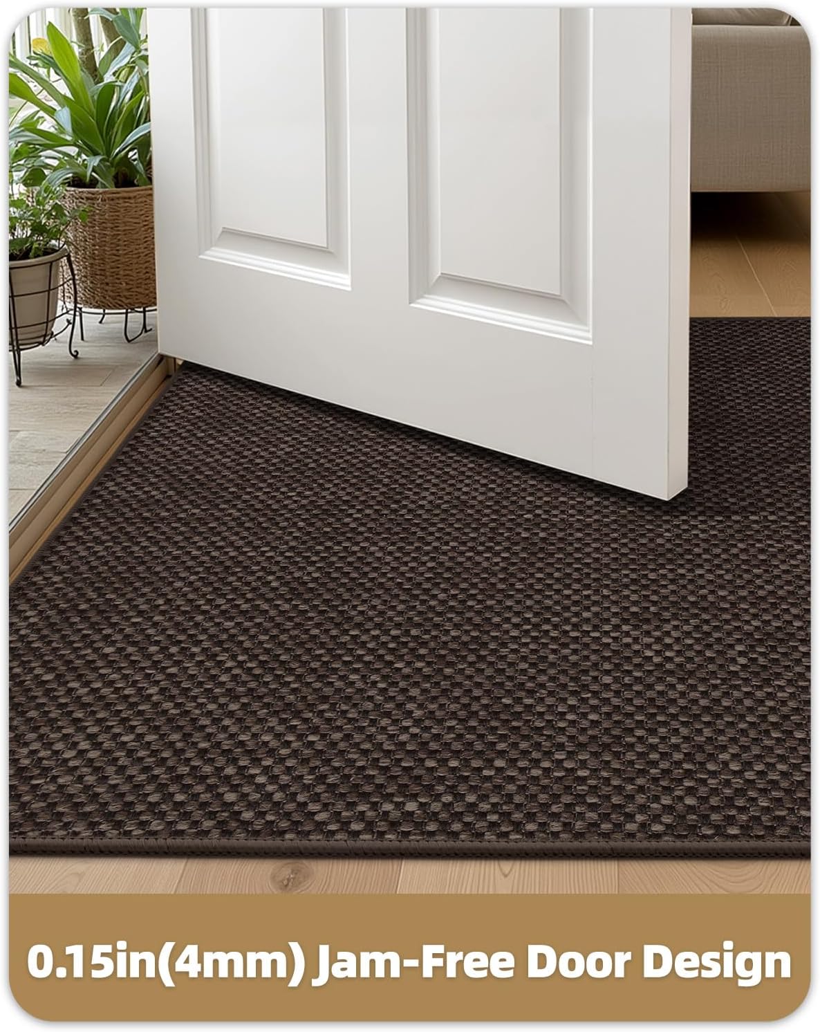 Color&Geometry Front Door Mat Indoor 21"x31", Rugs for Entryway Non Slip Washable Absorbent Low-Profile Inside, Entry Rug Door Mat Indoor Entrance, Brown (Fold)