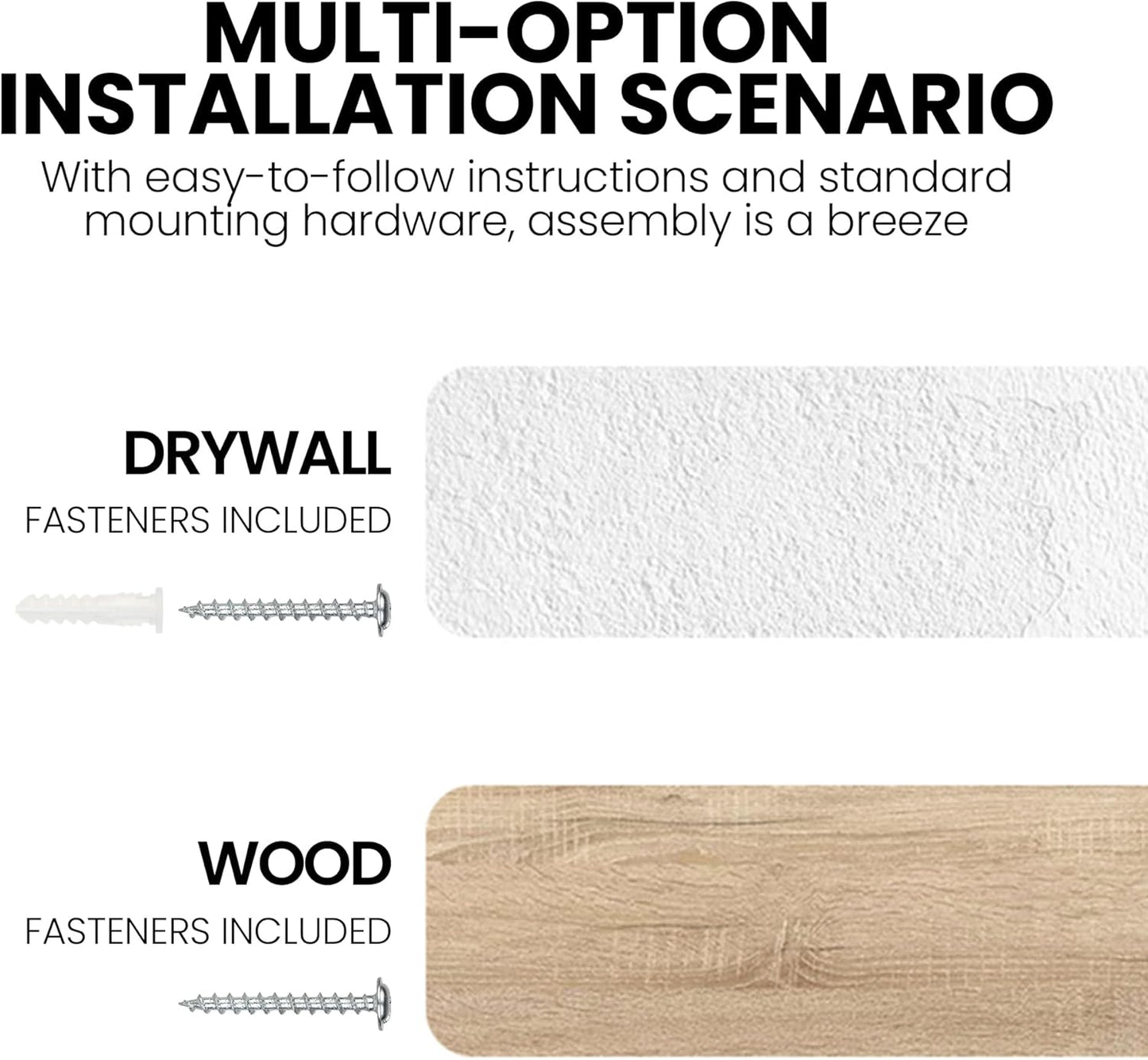 Fun Memories Floating Shelves for Wall Dec, 48"x8" Rustic Reclaimed Wood Shelves, Heavy-Duty Wall Mounted Shelves with Invisible Brackets for Living Room, Bedroom, Kitchen, Grey Finish, Set of 2