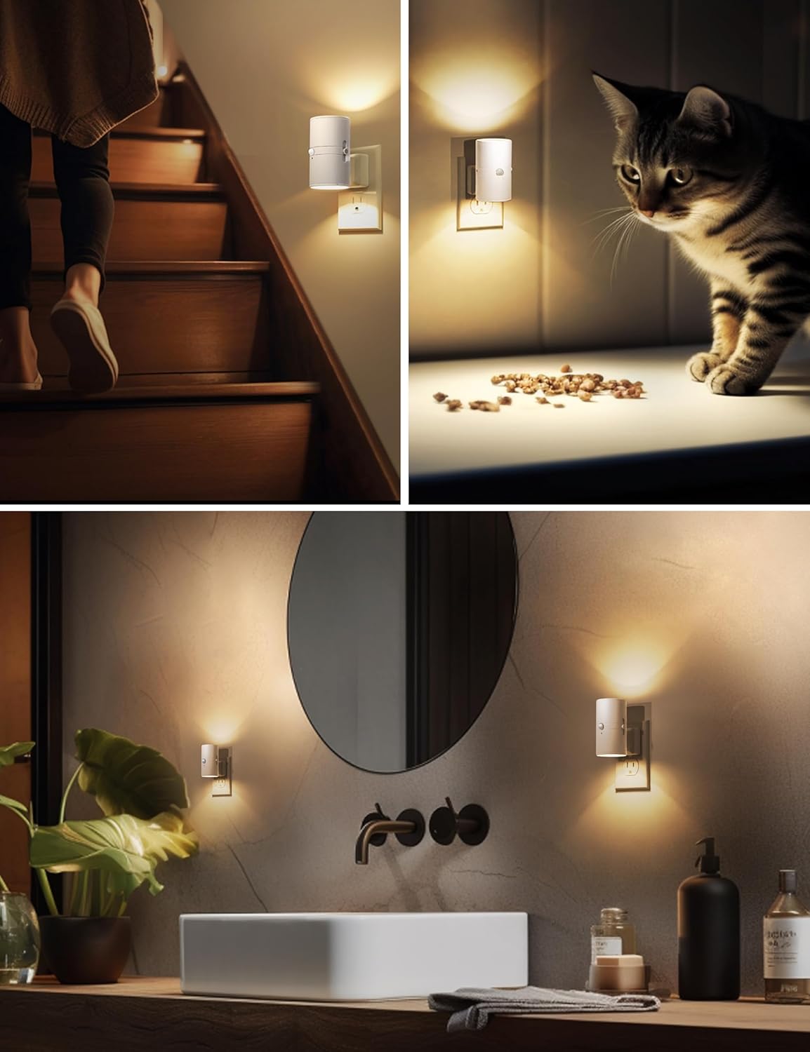 L LOHAS LED Motion Sensor Night Light Plug in, [2 Pack] Motion Activated Night Light, 0-100LM Dimmable, Soft White 3000K, Motion Sensor Light Indoor for Bathroom Hallway Bedroom Stairway Kids Elderly